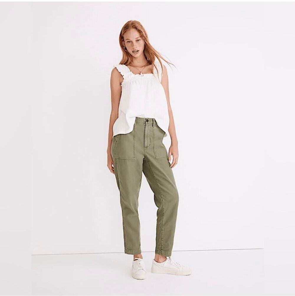 Madewell Pants Women 27 Green Griff Tapered Fatigue Cargo Utility Casual Granola